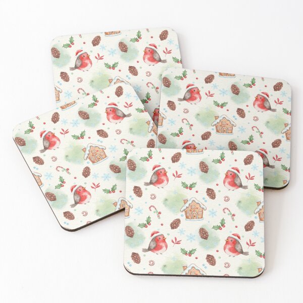 Item preview, Christmas Robin Gingerbread Lane Watercolor Pattern designed and sold by Dream Bloom Gallery.