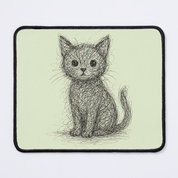 Item preview, Scribble Cat Sketch Pillow – Cute Kitten Line Art Throw Cushion by HoloInverse designed and sold by HoloInverse.