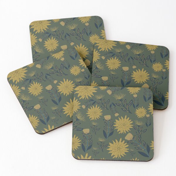 Item preview, floral pattern featuring richly colored flowers contrasted against a deep designed and sold by Line-Aura.
