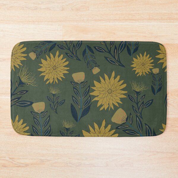 Item preview, floral pattern featuring richly colored flowers contrasted against a deep designed and sold by Line-Aura.