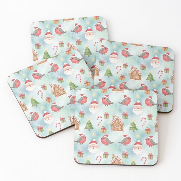 Item preview, Festive Robin & Gingerbread Village Watercolor Pattern designed and sold by Dream Bloom Gallery.