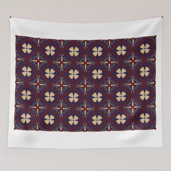 Item preview, A deep red and gold Demark floral seamless pattern with a rich vintage Scandinavian aesthetic designed and sold by Line-Aura.