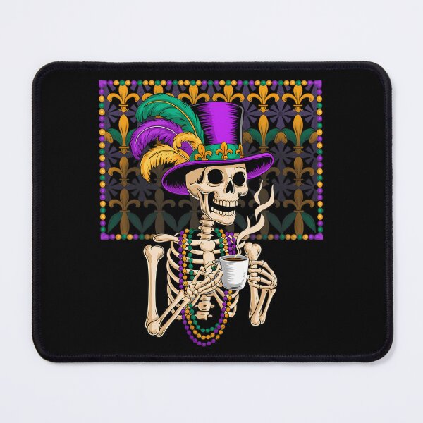 Item preview, Mardi Gras Skeleton Drinking Coffee Mask Beads designed and sold by CruelShadesSt.