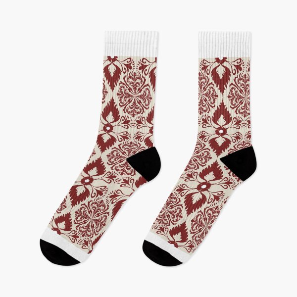 Artikelvorschau, Ein nahtloses, florales Vintage-Muster aus Dänemark in eleganten Rottönen. entworfen und verkauft von Line-Aura.