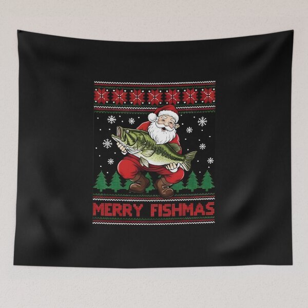 Item preview, Merry Fishmas Santa & Bass designed and sold by Inkspire House.