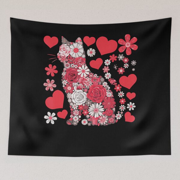Item preview, Cat Floral Hearts Romantic Valentine Day For Women Men designed and sold by BeverlyBrenda.