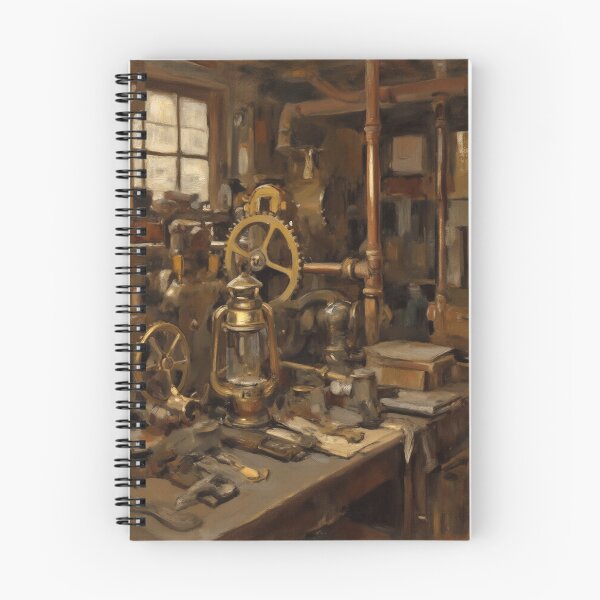Item preview, Steampunk Workshop Still-Life – Oil Painting Style Poster designed and sold by SEIMEI2025.