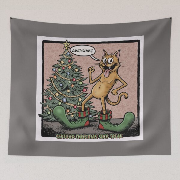 Item preview, CHRISTMAS SOCKS CAT designed and sold by FROGLETART.