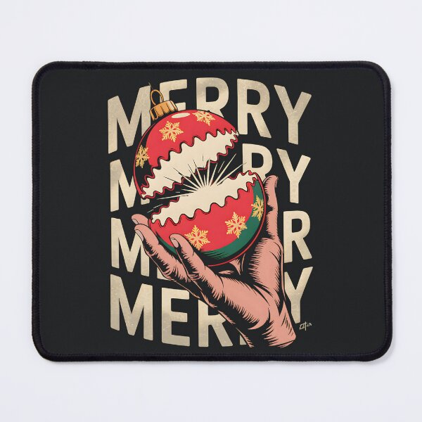 Item preview, Merry Ornament Burst – Vintage Christmas Hand Holding Bauble designed and sold by Taans-Creation.