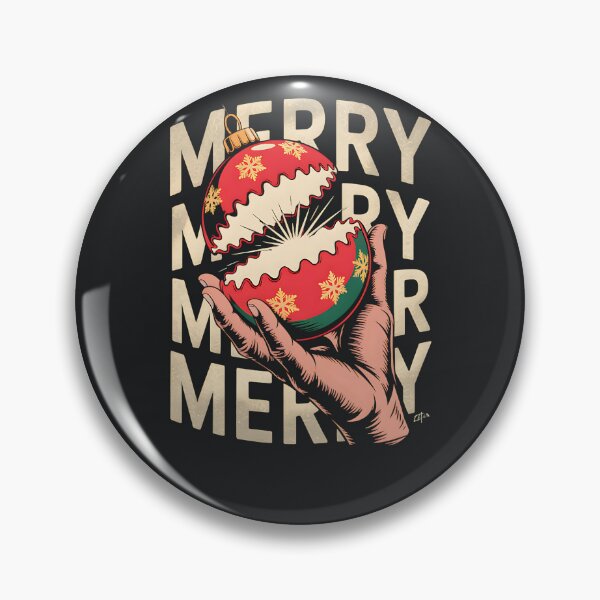Item preview, Merry Ornament Burst – Vintage Christmas Hand Holding Bauble designed and sold by Taans-Creation.