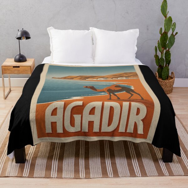 Item preview, Agadir Morocco poster with camel on the beach – vintage travel poster designed and sold by Meiersbeste.