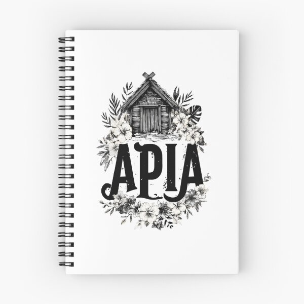 Item preview, Apia Samoa with tropical hut and hibiscus – monochrome island motif designed and sold by Meiersbeste.