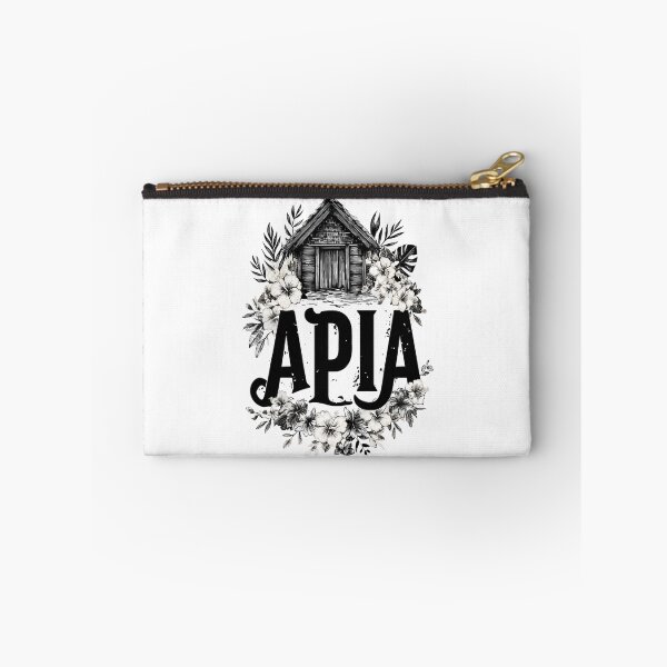Item preview, Apia Samoa with tropical hut and hibiscus – monochrome island motif designed and sold by Meiersbeste.