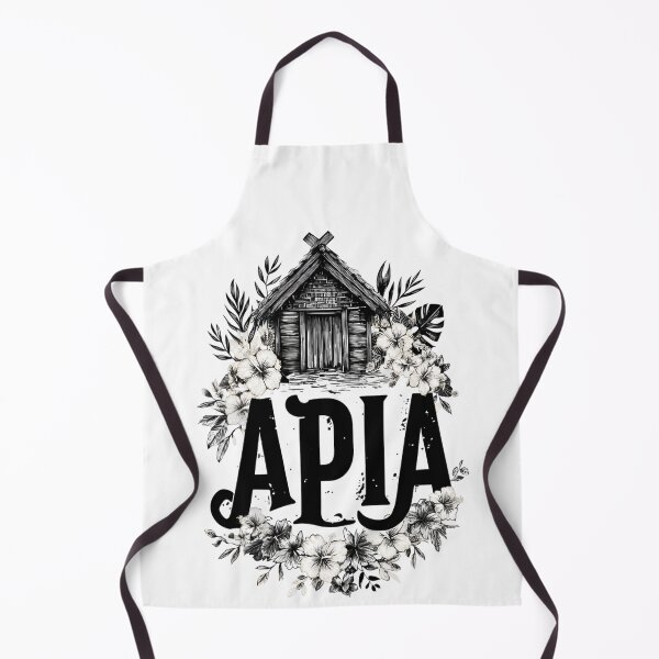 Item preview, Apia Samoa with tropical hut and hibiscus – monochrome island motif designed and sold by Meiersbeste.