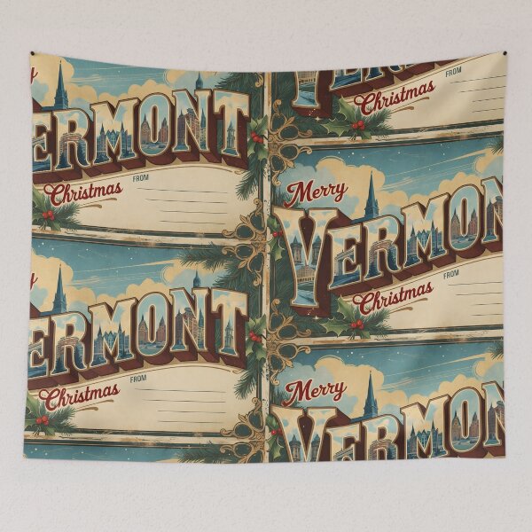 Item preview, Merry Christmas From Vermont USA Postcard Greetings Retro Travel Vintage designed and sold by TravelPostcardGems.
