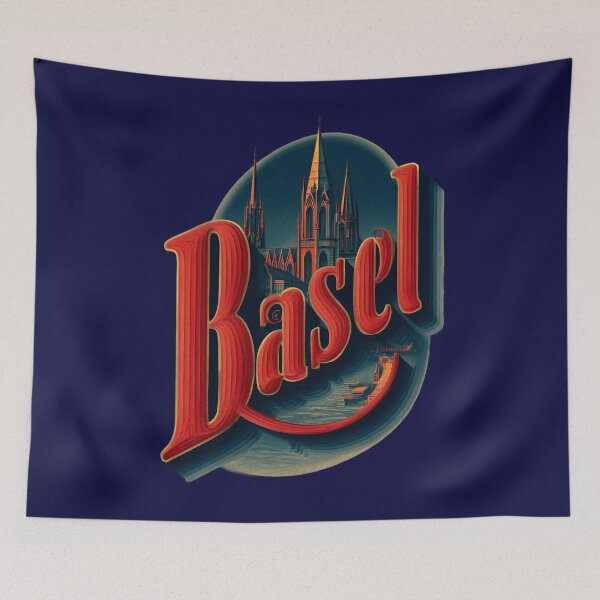 Item preview, Basel, Switzerland with Rhine and cathedral – vintage cityscape designed and sold by Meiersbeste.