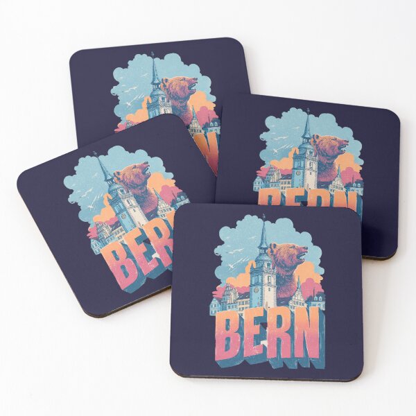 Item preview, Bern, Switzerland - Motif with bears and old town - Colorful cityscape designed and sold by Meiersbeste.