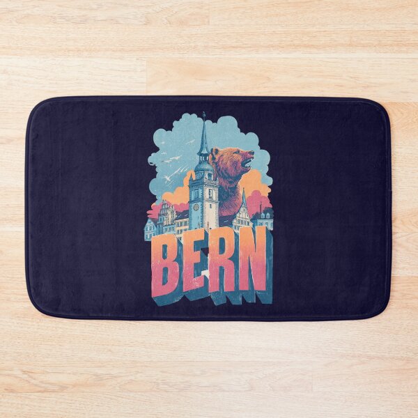 Item preview, Bern, Switzerland - Motif with bears and old town - Colorful cityscape designed and sold by Meiersbeste.