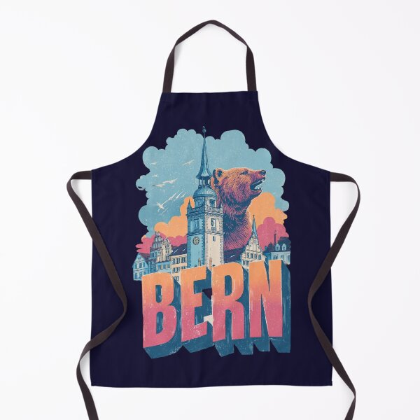 Item preview, Bern, Switzerland - Motif with bears and old town - Colorful cityscape designed and sold by Meiersbeste.