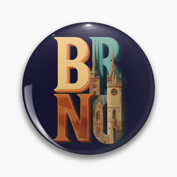 Item preview, Brno, Czech Republic – Vintage city illustration featuring a cathedral and large lettering. designed and sold by Meiersbeste.