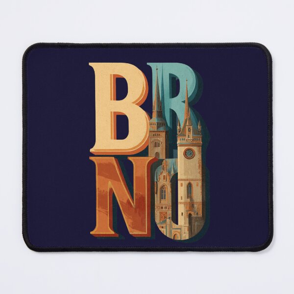 Item preview, Brno, Czech Republic – Vintage city illustration featuring a cathedral and large lettering. designed and sold by Meiersbeste.