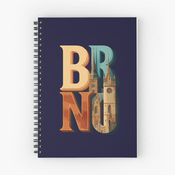 Item preview, Brno, Czech Republic – Vintage city illustration featuring a cathedral and large lettering. designed and sold by Meiersbeste.