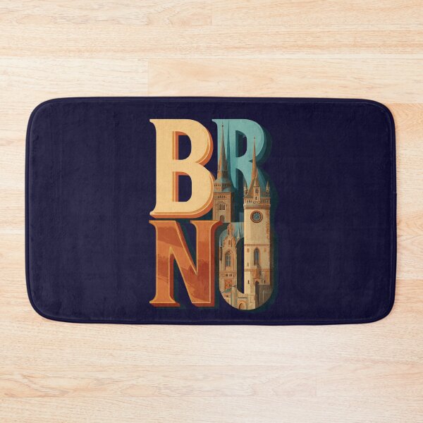 Item preview, Brno, Czech Republic – Vintage city illustration featuring a cathedral and large lettering. designed and sold by Meiersbeste.