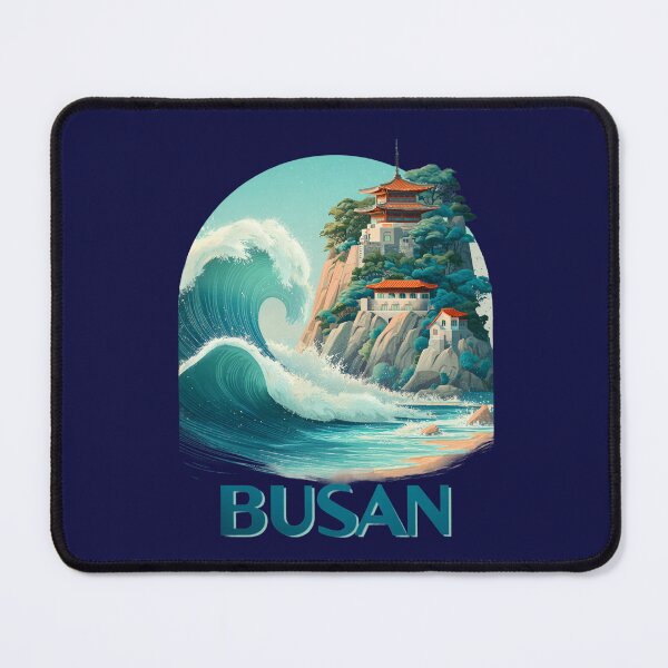 Item preview, Busan, Korea: Scene with cliff temple and large wave – Dramatic coastal image designed and sold by Meiersbeste.