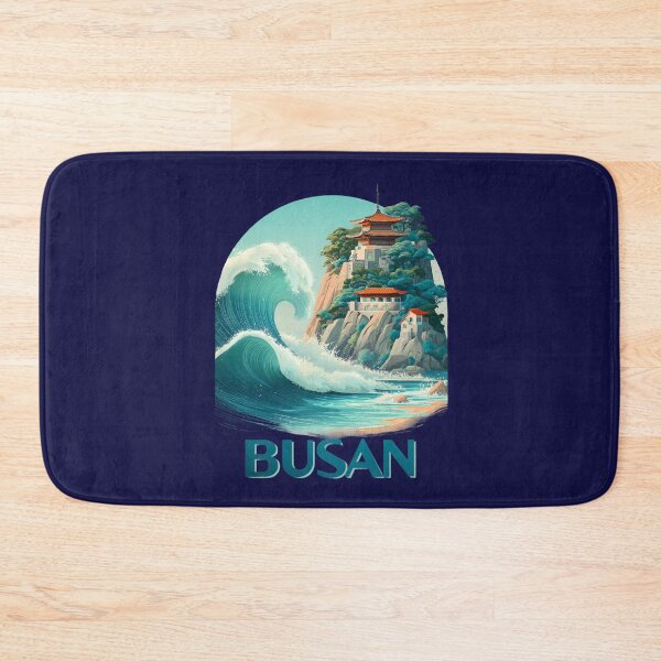 Item preview, Busan, Korea: Scene with cliff temple and large wave – Dramatic coastal image designed and sold by Meiersbeste.