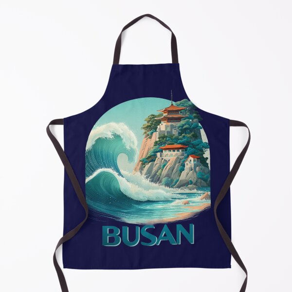 Item preview, Busan, Korea: Scene with cliff temple and large wave – Dramatic coastal image designed and sold by Meiersbeste.