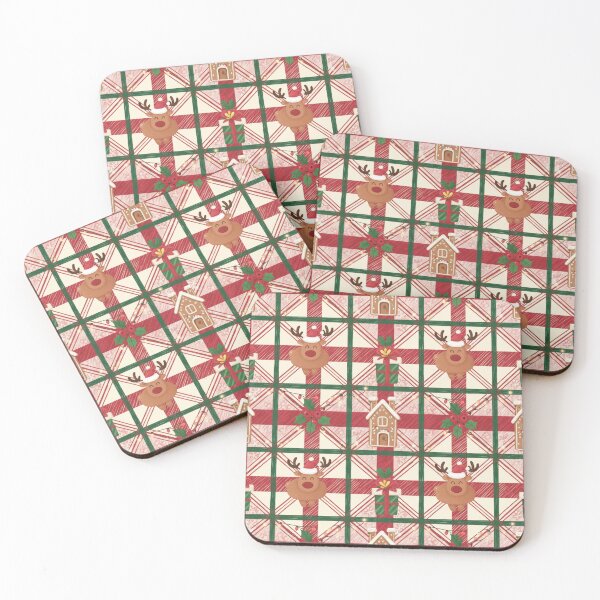 Item preview, Plaid Reindeer Gingerbread Holiday Watercolor Pattern designed and sold by Oonward2021.