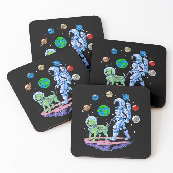 Item preview, Astronaut Walking Alien Dog In Space With Planets Art designed and sold by TommieJune.