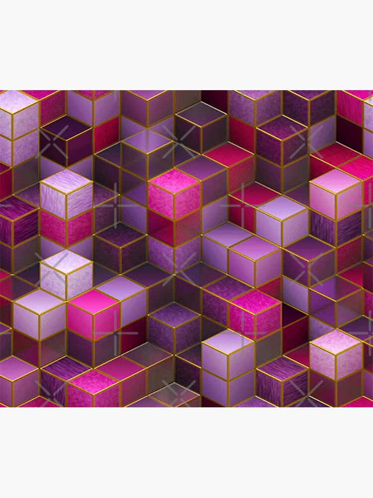 Geometric Cube Square Cyberpunk Purple Pink Punk Rave Wear by thespottydogg