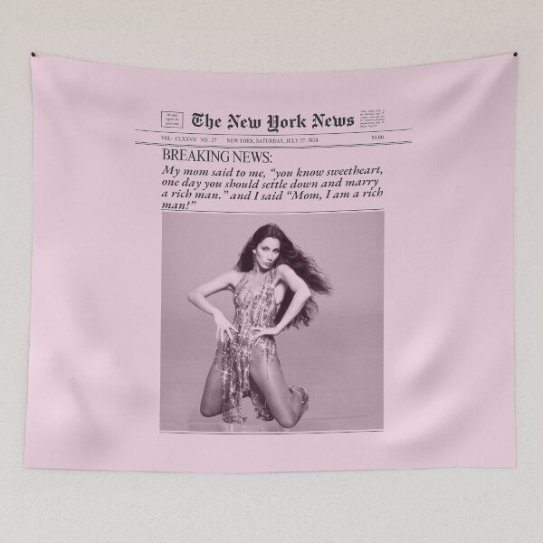 Item preview, Mom I Am A Rich Man Quote Pink Newspaper designed and sold by SaltedBeachPaperie.