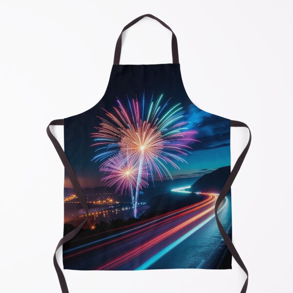 Item preview, Colorful and realistic fireworks, New Year's celebration, New Year's Eve art print designed and sold by angel-cat-22.