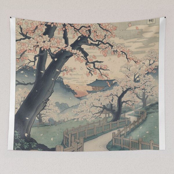 Item preview, Plum Blossom Grove – Traditional Edo Ukiyo-e Spring Landscape designed and sold by Vandy Fullam.