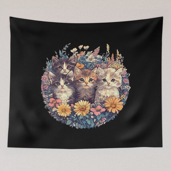 Item preview, Adorable Kittens In Floral Meadow designed and sold by PeggyBeverly.