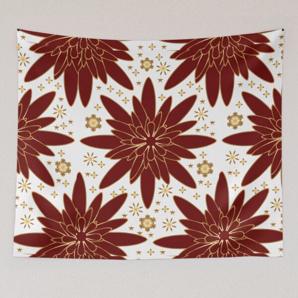 Item preview, Christmas Floral Blanket – Red & Gold Holiday Pattern Throw Blanket designed and sold by HopeAndHustle.