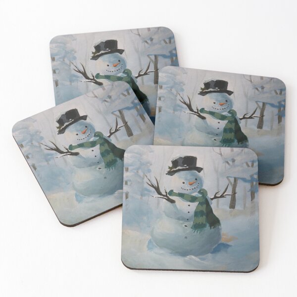 Item preview, Cheerful Snowman Original Acrylic Painting Christmas Holiday Decore Print designed and sold by threshmeat.