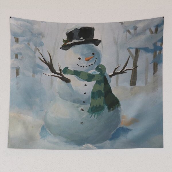 Item preview, Cheerful Snowman Original Acrylic Painting Christmas Holiday Decore Print designed and sold by threshmeat.