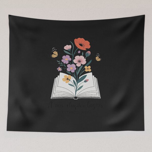 Item preview, Floral Book a New Chapter Begins Retired Retirement Teacher designed and sold by GaryPacheco6.