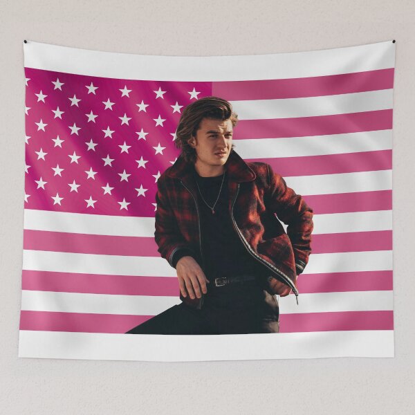 Item preview, Joe Keery Steve Harrington Pink Flag designed and sold by lavndershrtdays.