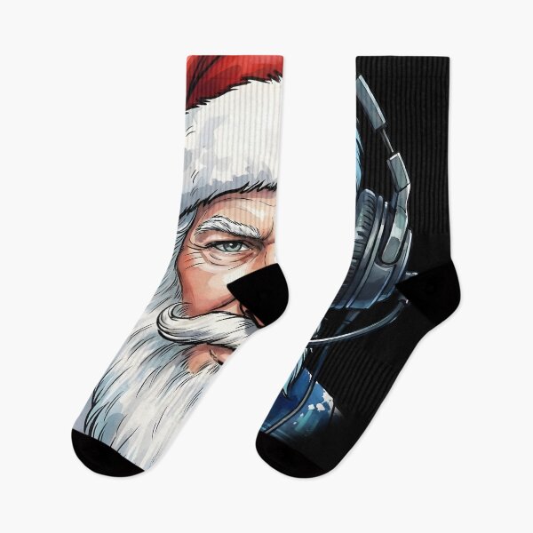Item preview, Half Santa Half Gamer Headset Portrait Illustration designed and sold by SoulenCify.
