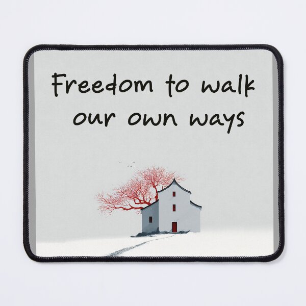 Item preview, Freedom to Walk Our Own Ways Sticker | Chinese Hut & Red Tree Path | Asian Landscape Quote| Activism & Justice Decal designed and sold by Artania21.
