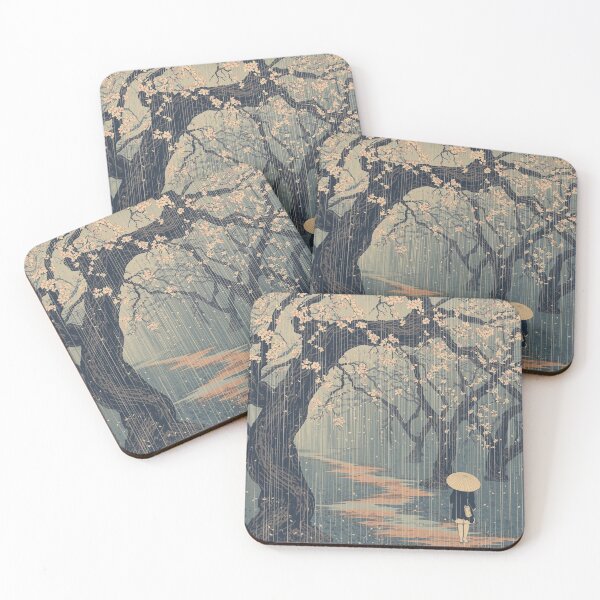 Item preview, Rainy Plum Blossom Grove – Traditional Ukiyo-e Spring Rain Landscape designed and sold by Vandy Fullam.