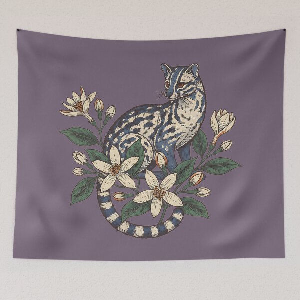 Item preview, Civet Cat with Jasmine Flowers designed and sold by BirdsnStuff.