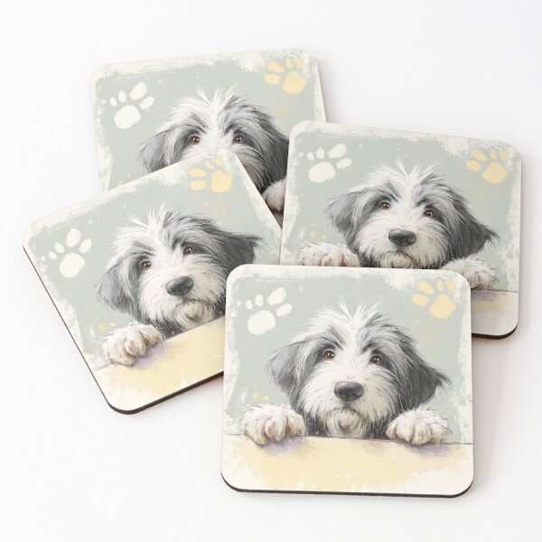 Item preview, Polish Lowland Sheepdog Peeking over Wall 01 designed and sold by Elisabeth Lucas.