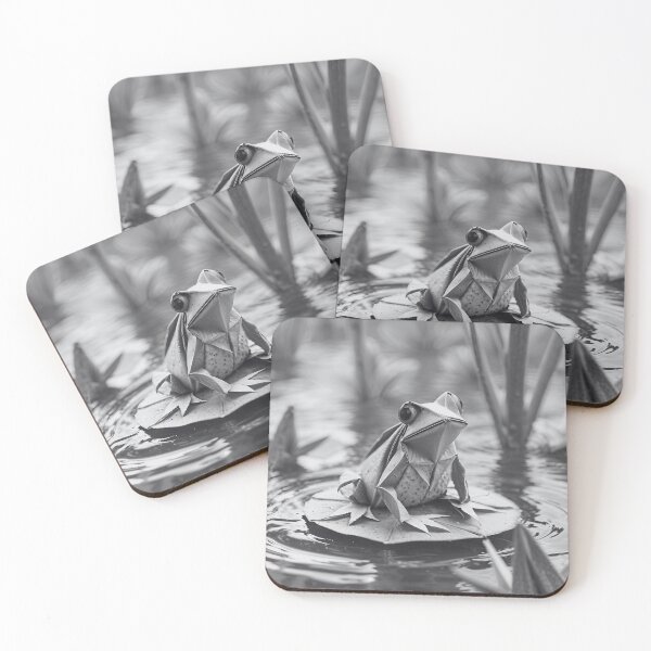 Item preview, Cute Origami Frog Lilypad Pond Paper Black White designed and sold by TackyTime.