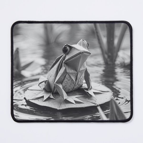 Item preview, Cute Origami Frog Lilypad Pond Paper Black White designed and sold by TackyTime.
