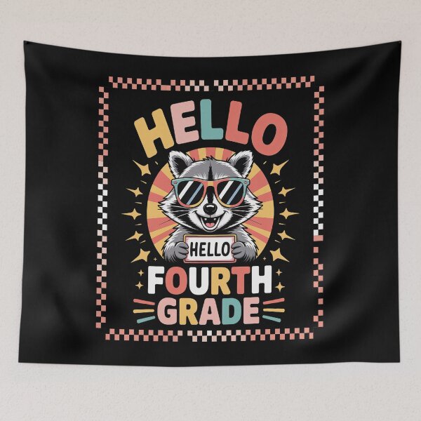 Item preview, Back To School Hello 4th Grade Raccoon Fourth Grade designed and sold by Moxizz.